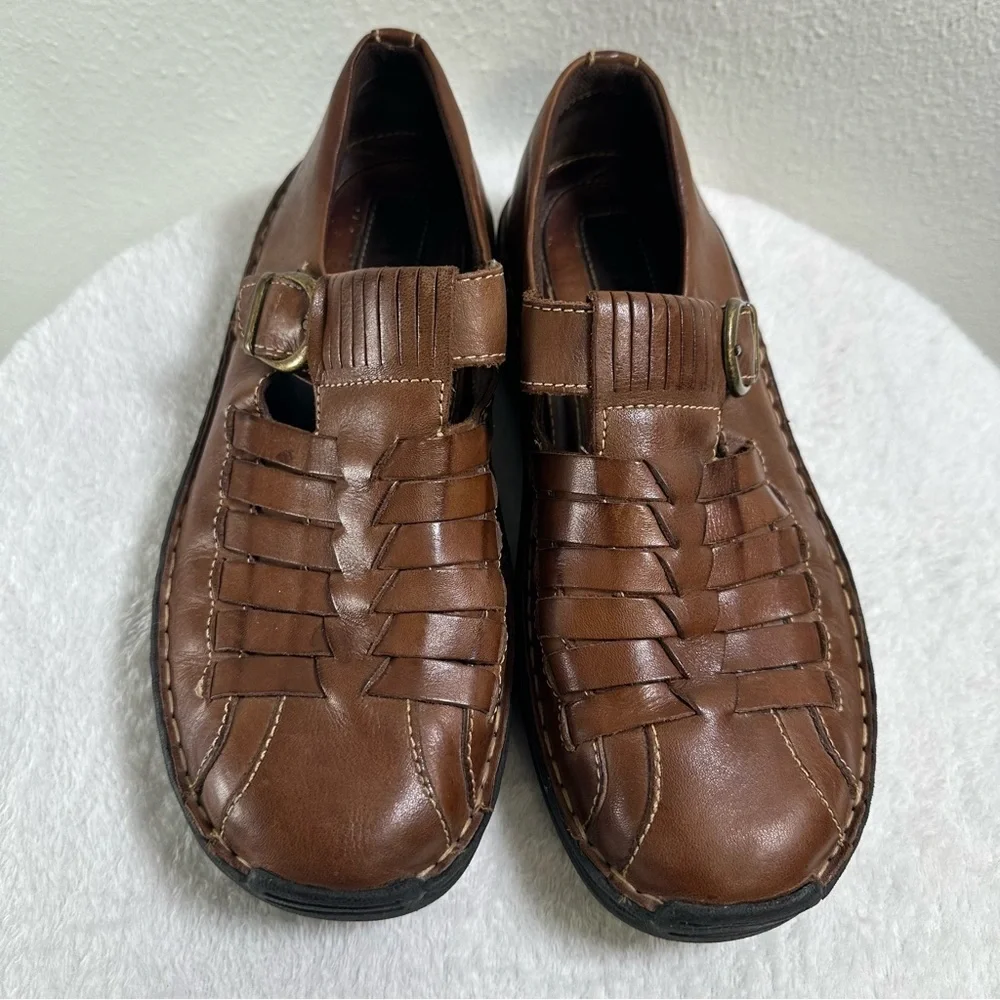 Unisex Hush Puppies Brown Casual Leather Slip-Ons Loafers